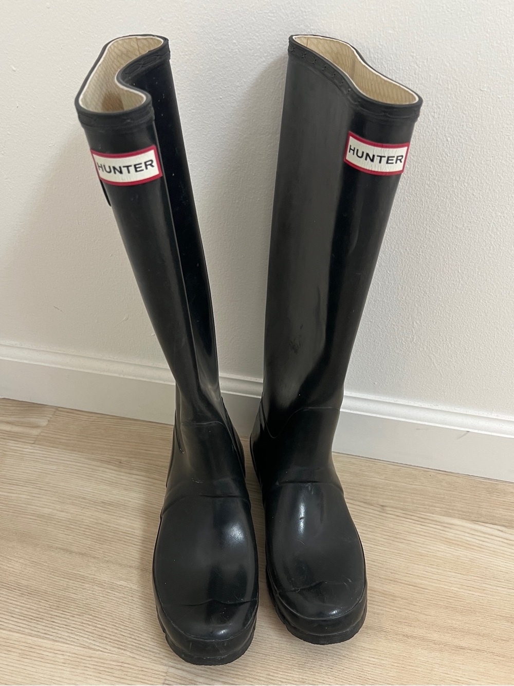 HUNTER wellies original black tall rain boots / size 39 EU 8.5 US